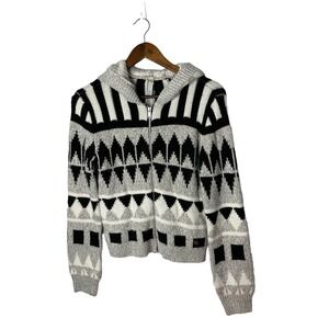 Adidas Neo Label Gray Black White Knit geometric Style Sweater Women Sz XS